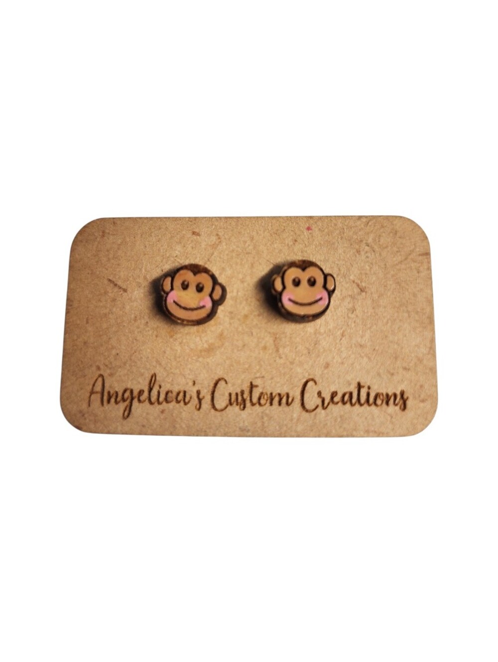 Cheeky Jungle Smiles Wood Stud Earrings
